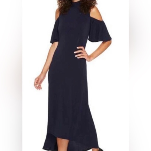 NWT Kensie Cold Shoulder Flutter Sleeve High-Low Dress - Picture 1 of 15